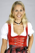 Midi Dirndl in Rot-Tönen