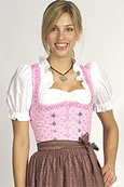 Rosa Dirndl mit brauner Schürze